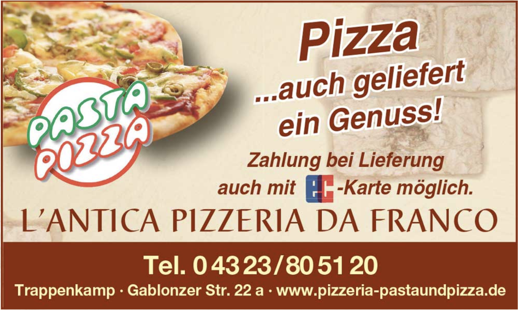 Pizza geliefert